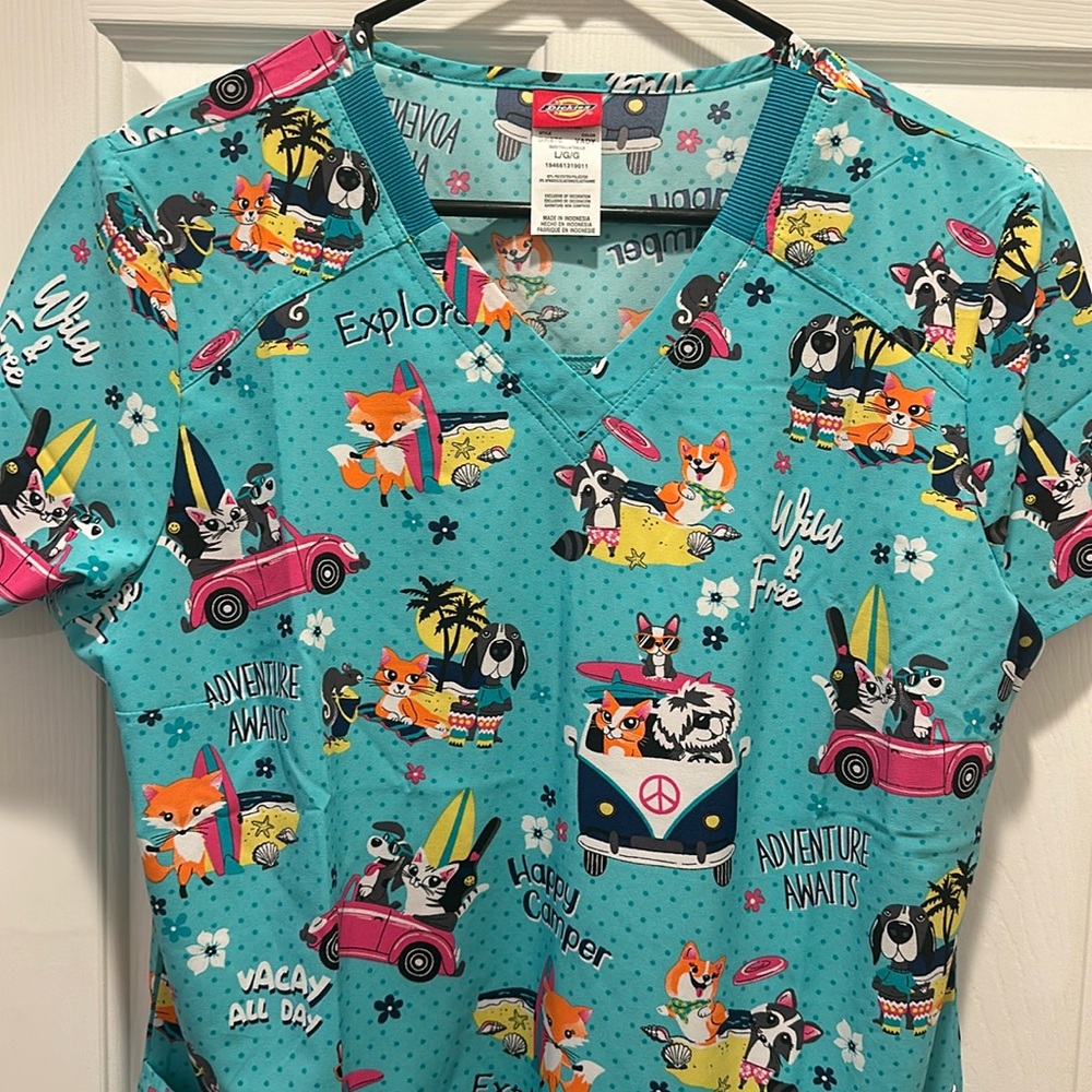 Happy Camper Dickies Scrub Top